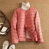 Womens Lightweight Packable Down Jacket No Collar Slim Fit Short Puffer Coat Winter