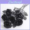 Gothic Black Rose Artificial Silk Flower Bouquet For Wedding Photography Decor