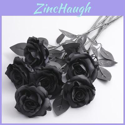 Gothic Black Rose Artificial Silk Flower Bouquet For Wedding Photography Decor