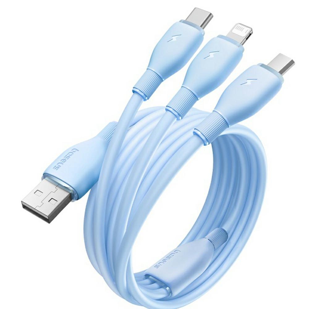 BASEUS Ultra-Fast One-For-Three Fast Charging Cable USB to Micro USB+Lightning+USB-C 3.5A 1.3m