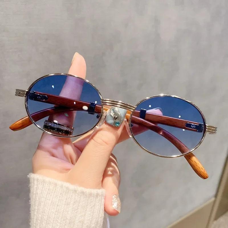 Wooden Fashion Sunglasses Women Vintage Oculos Sunglasses for Men Oval Designer Glasses Tredning Sun Lentes Luxury Lunette