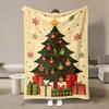 1pc Christmas Tree Gift Box Flannel Blanket, Cozy Soft Warm, All-Season Use, 280GSM Heavy, Machine Washable for Easy Care, Great for Bedroom, Sofa, Be