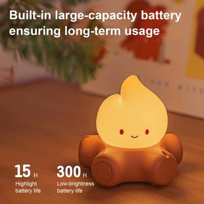 Night Light Dimmable 2 Lighting Modes Indoor/Outdoor Electric Fireplace Lamp Realistic Flickering Flame LED Bedside Light