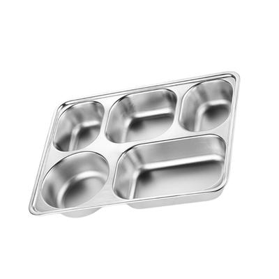 Nerezový jídelní tác s více přihrádkami pro dospělé, studenty, děti, domácí stolování, rozdělený talíř na oběd