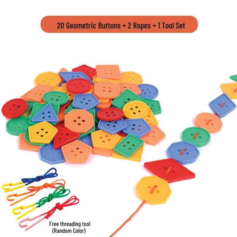 Handmade Montessori Geometric Beading Blocks - Educational Toys for Primary School Students