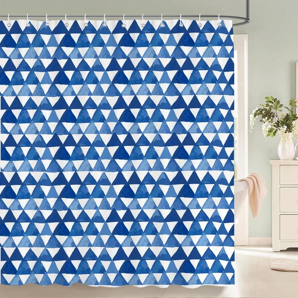 

High Quality Cartoon Geometry Printed Fabric Shower Curtains Bath Screen Waterproof Products Bathroom Decorate With 12 Hooks W60H190(CM)-1 Pcs