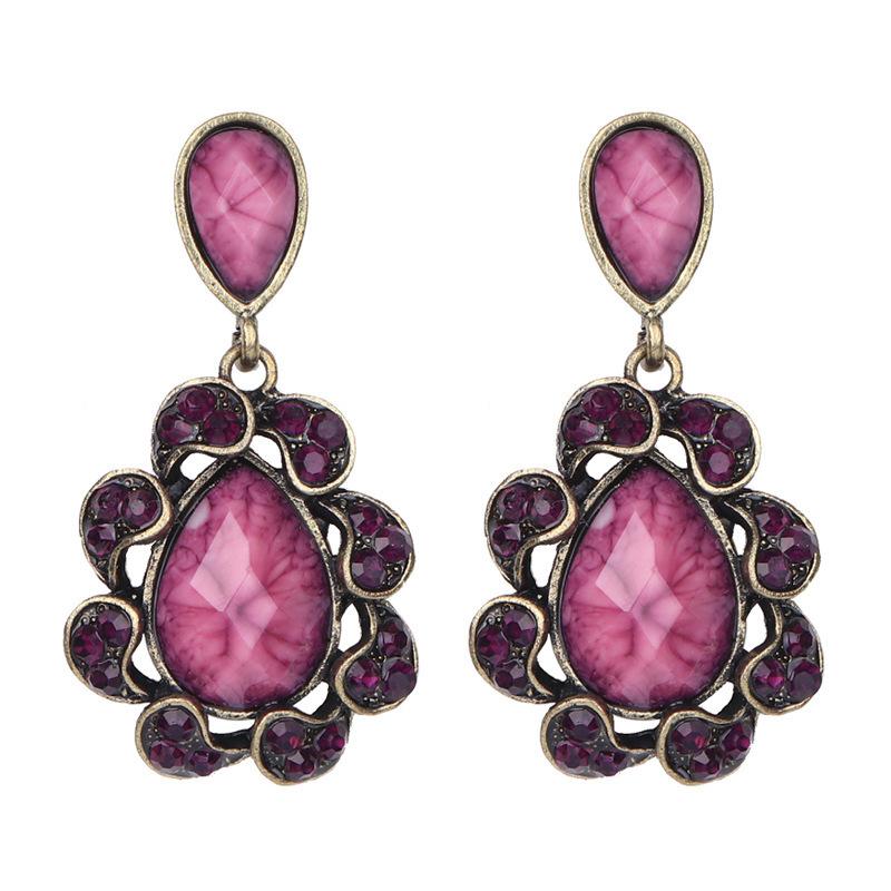 

And Trendy Stylish Teardrop Earrings With Dazzling Rhinestones For Women Gift For Her фиолетовый