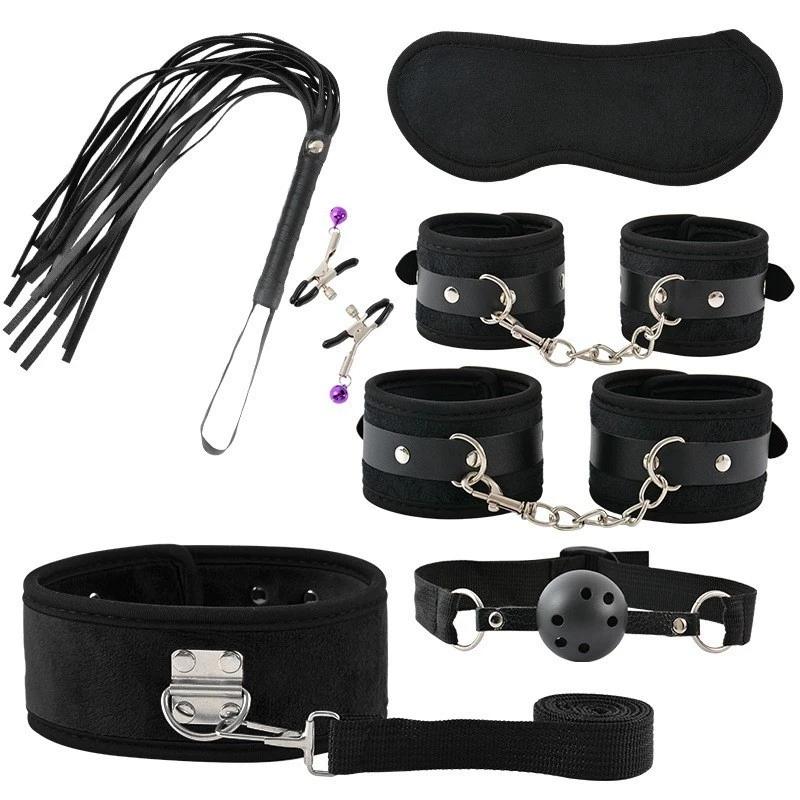 7pcs Leather Whip Bondage Plush Erotic Handcuffs Bdsm Slave Gag Anal Plug Sex Toys For Women Role Play Adult Games