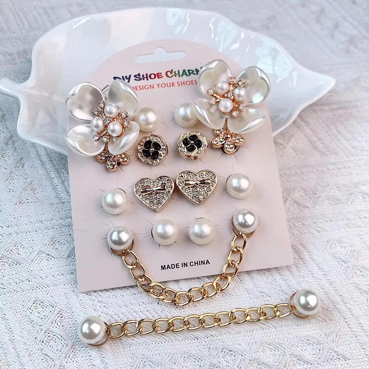 

Подвеска для обуви DIY булавки бабочка бриллиантовая цепочка жемчуг украшение пряжка для отверстия подвески для обуви набор аксессуары дети девочки подарок