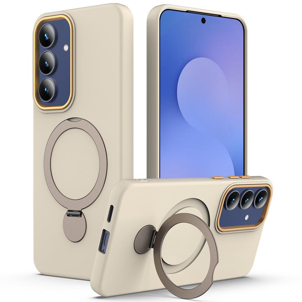 For Samsung Galaxy S25 FE Magnetic Case Rotating Ring Kickstand TPU + PC Back Cover