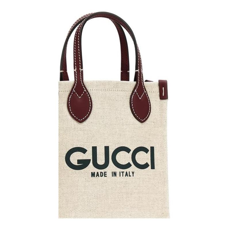 Gucci Letter Logo Printed Adjustable and Detachable Shoulder Strap, Polyurethane and Cotton and Linen, One-shoulder Crossbody Handbag, Women's Beige