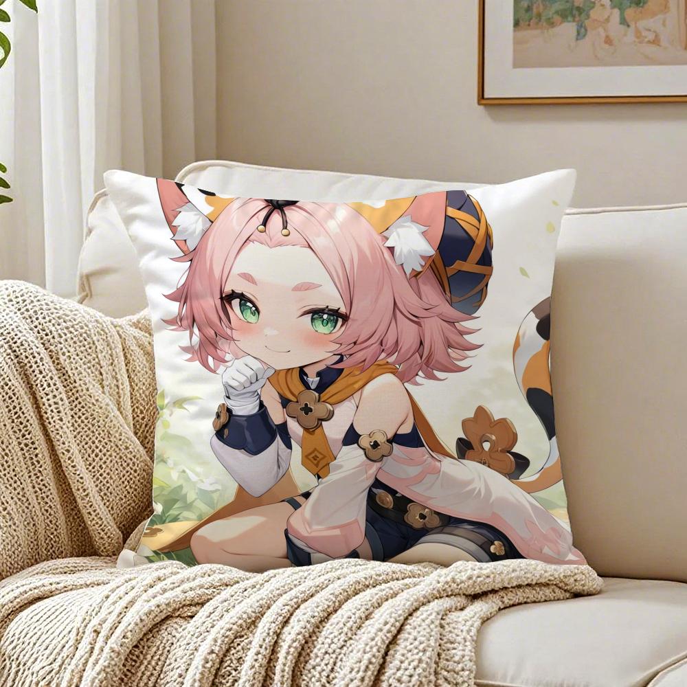 Genshin Impact Role DionaBeautiful Cushion Cover Pillowcase Antidustmite Living Room Sofa Decor Cushion Room