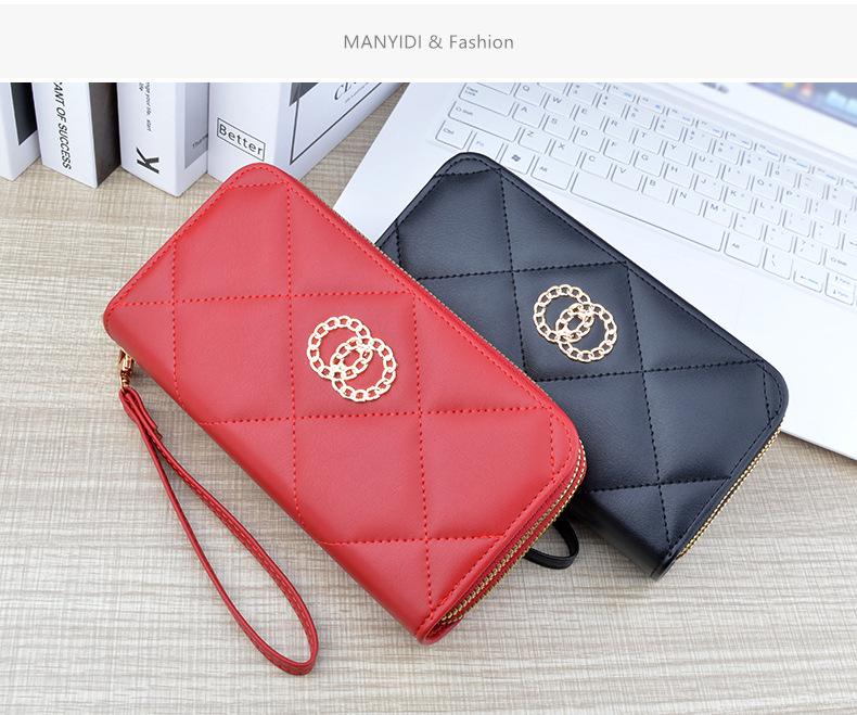 Dámská dlouhá peněženka s dvojitým zipem: Velkokapacitní psaníčko a brašna na mobilní telefon