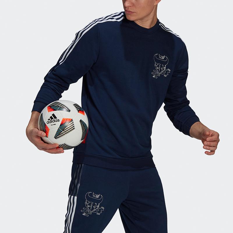Adidas AFC CNY Crew Sweatshirt With Embroidered Football Pattern Men Sweatshirt Navy-Blue GK9401