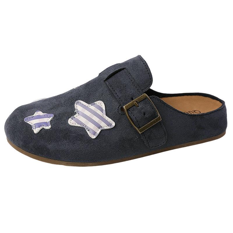 Fashion Versatile Flat-bottomed Bag Head Slippers Women's Summer Season Retro Cartoon Outer Wear Comfortable Casual Slippers Tide