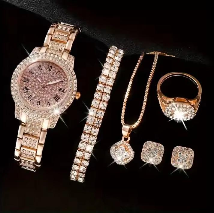 Gypsy Star Diamond Women'S Bracelet Watch Set Steel Belt Full Diamond Quartz Women'S Watch Watch