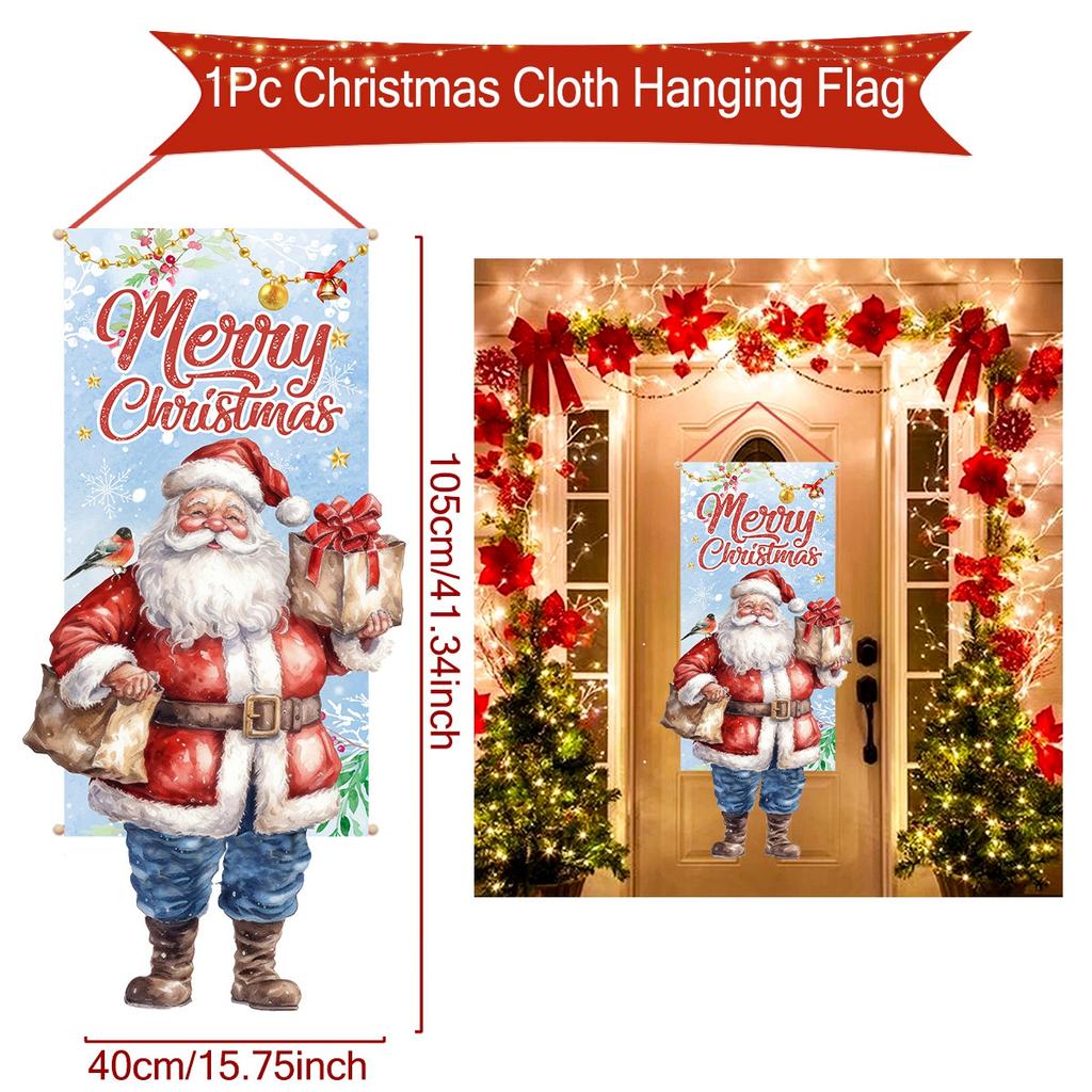 Wisząca flaga świąteczna Baner na drzwi ganku Dekoracje świąteczne do domu 2024 Ozdoby Prezenty świąteczne Navidad Wystrój noworoczny 2025