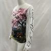European and American y2k floral letter printed street casual style loose round neck top