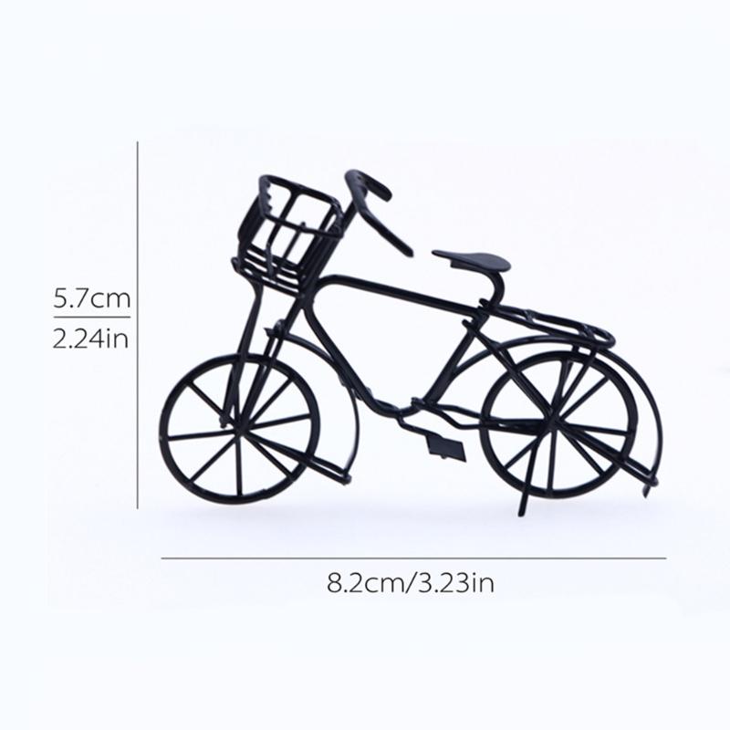 Miniature Bicycles Mini House Furniture Dollhouse Accessory Metal Bike Decorations Supplies Gift 1:12 Scale Black