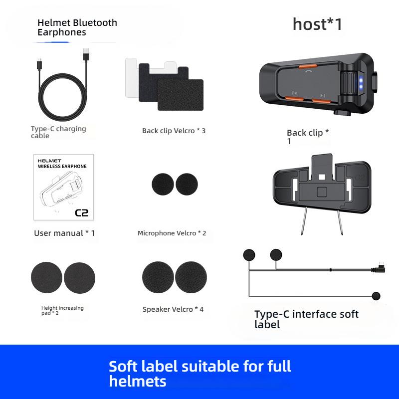 Bluetooth 6.0 Helmet Headphone, Dual Person Intercom Group Talk Noise Reduction for Motorcycle