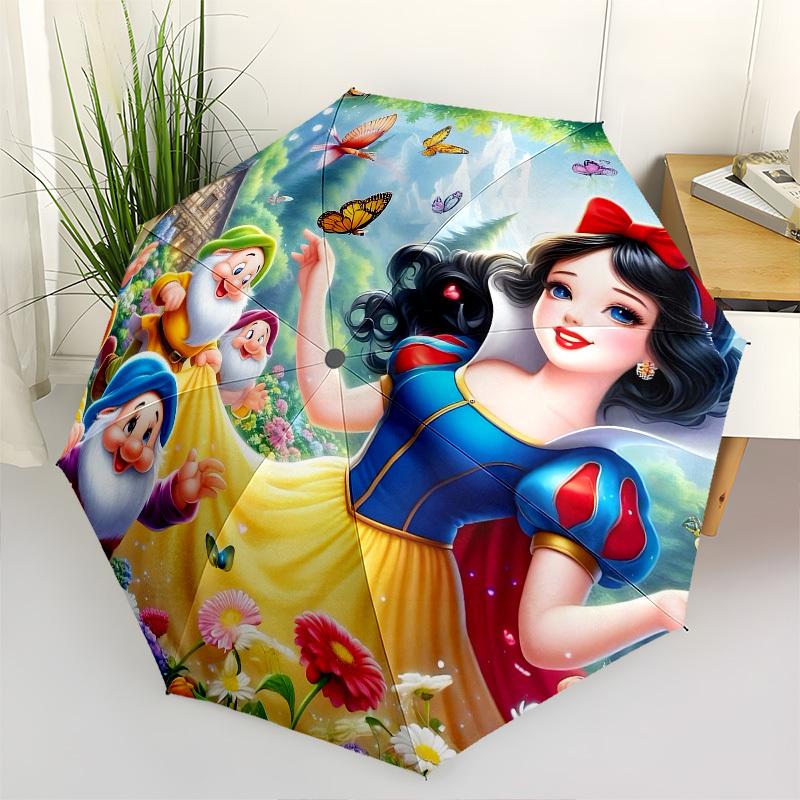 

Snow White Dwarfs Themed Automatic Opening and Closing Umbrella, Brightly Colored 8-rib Portable Umbrella