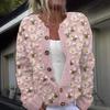European Style 3 D Print Cardigan Knitted Jacket Spring and Fall Women 7 Sweater
