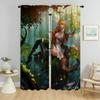 Female Elf Anti-mosquito Curtains for Living Room Kitchen Curtains 2 Pieces Window Curtain Shades Halloween Decoration Partition