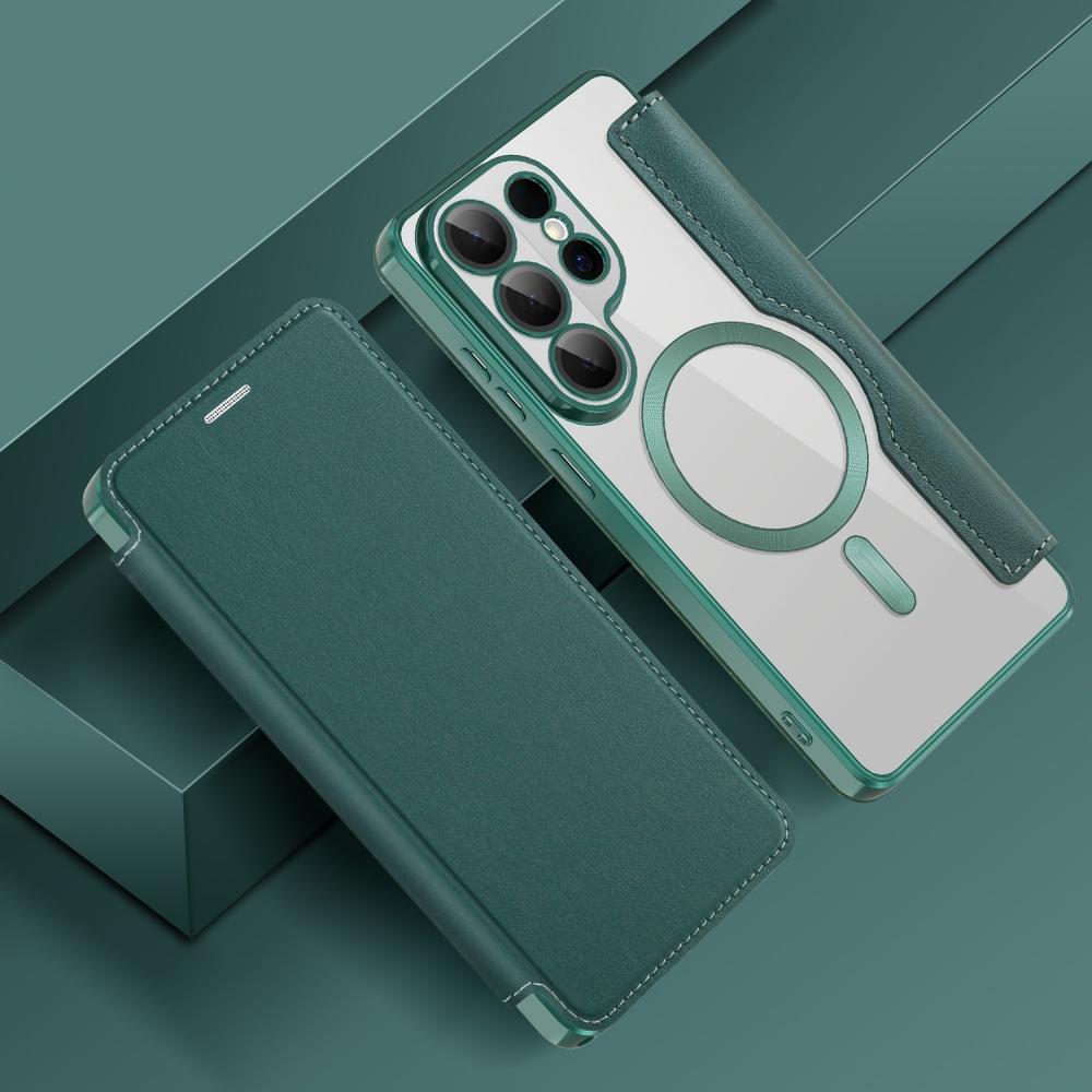 Leather Flip Phone Case for Samsung Galaxy S25 S26 Ultra Plus S25 FE Edge S24 S25 Ultra For Magsafe Card Wallet Mangnet Funda