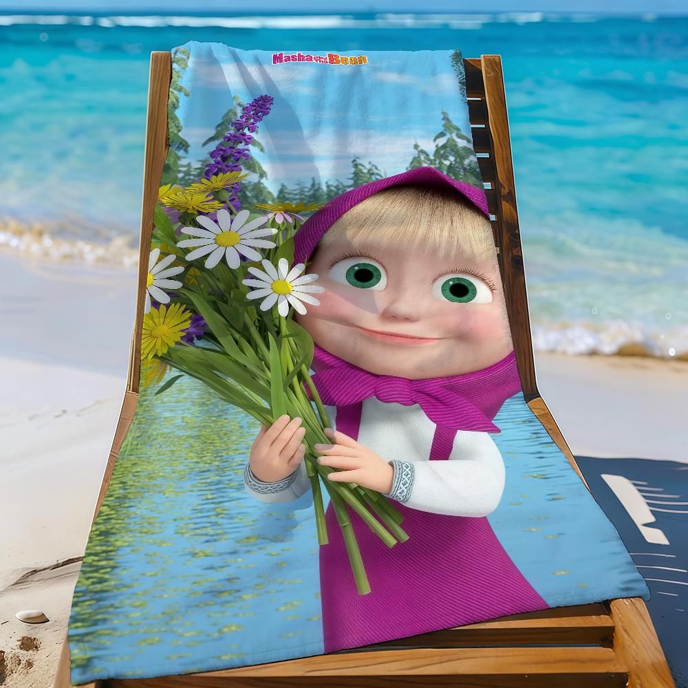Cartoon M-Masha n the B-Bear-S Towel Sports Quick Dry Travel Camping Gear Sandproof Soft Light Large Beach Towel