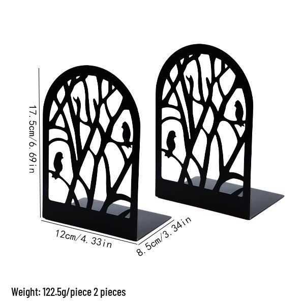 Creative Wrought Iron Metal Book Storage Rack and Personalized Hollowed-Out Bookends