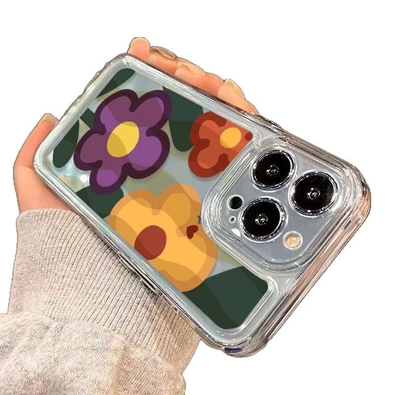 Oil painting dyeing flower is suitable for iphone15promax mobile phone case transparent Apple 1614pro Japan and Korea 13/12