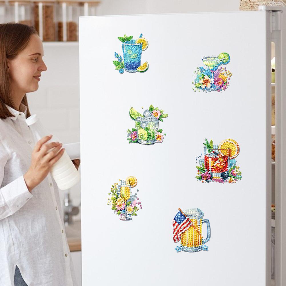 6Pcs Acrylic Cross Diamond Painting Refrigerator Magnet Diamond Painting Fridge Magnet DIY Fridge Stickers for Car Mailbox Decor