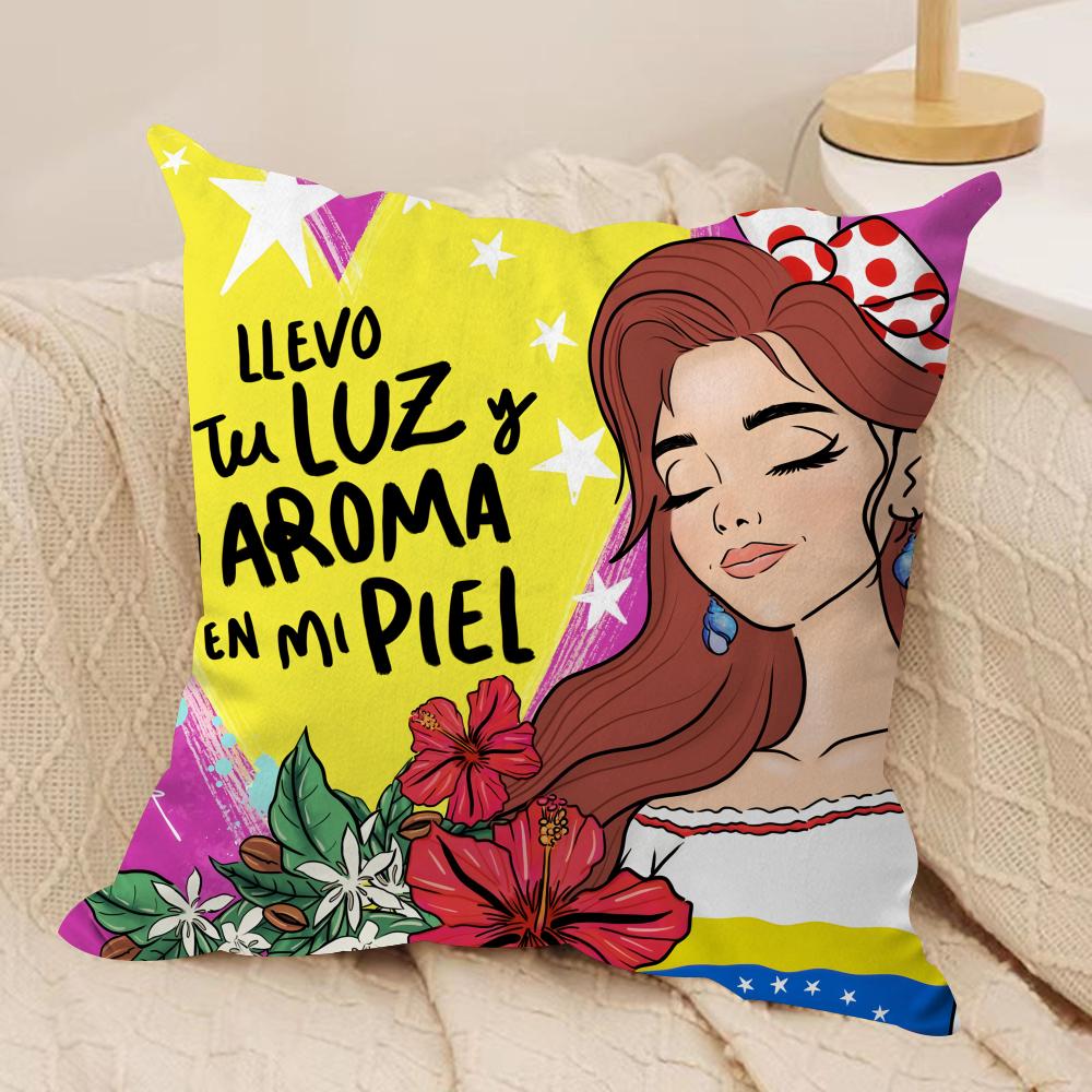 Fashion Art VVenezuela Cushion Cover Silky Short Plush Invisible Zipper Dustproof Sofa Pillow Case For Home Decor