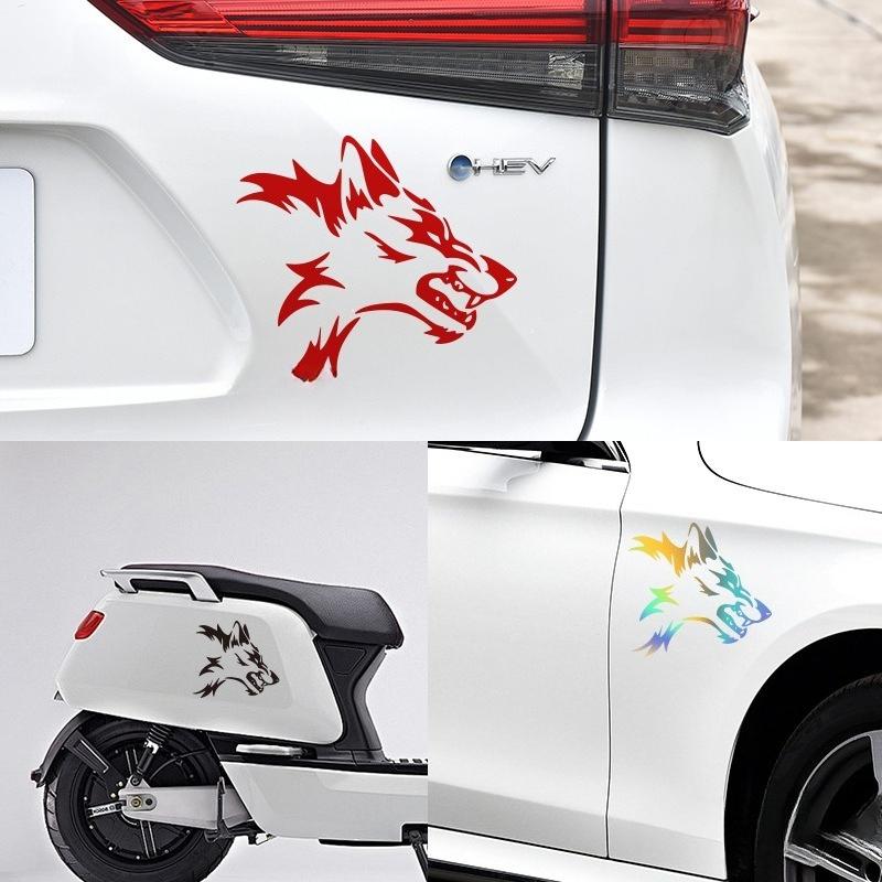 1PC S/M Wolf Head Beast Personality Car Stickers Car'S Reflective Stickers Bumper Decoration Motorcycle Waterproof Window Glass
