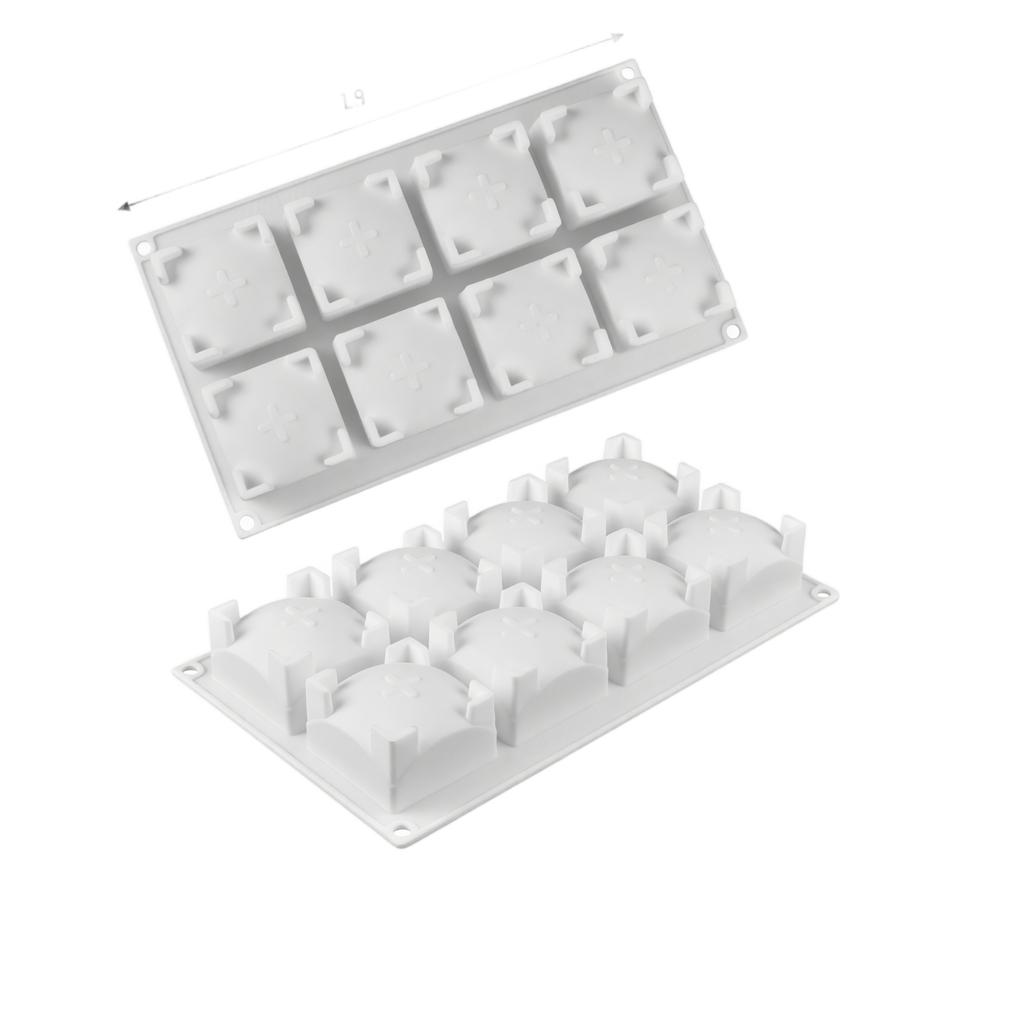 Silicone Cake Mold 8 Cavities Mousse Baking Mold Heart Shape Diamond Fruit Design Flexible Non-Stick Kitchen Tool for Dessert Making