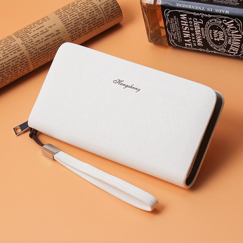 

Сумка для денег, длинный стильный качественный винтажный держатель для карт, мужской кошелек с двойной молнией, большой вместительный кошелек из искусственной кожи One Size белый