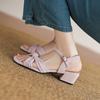 New Flat-soled Sandals Women's Summer Korean Version One-word Sandals Women's Buckle Soft Sole Size Women's Shoes Low-heeled Shoes Square Head