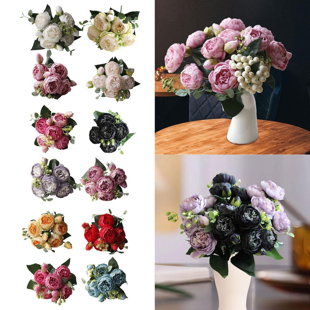 Artificial Roses Silk Flowers Artificial Wedding Bouquet Elegant Fake for Party Office Garden Engagement Decor