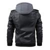 Hood Leather Jacket Streetwear Biker Coat Slim Fit Autumn Winter Coat Men Fur Lined Men Motorcycle Jacket Fashion Men Jacket