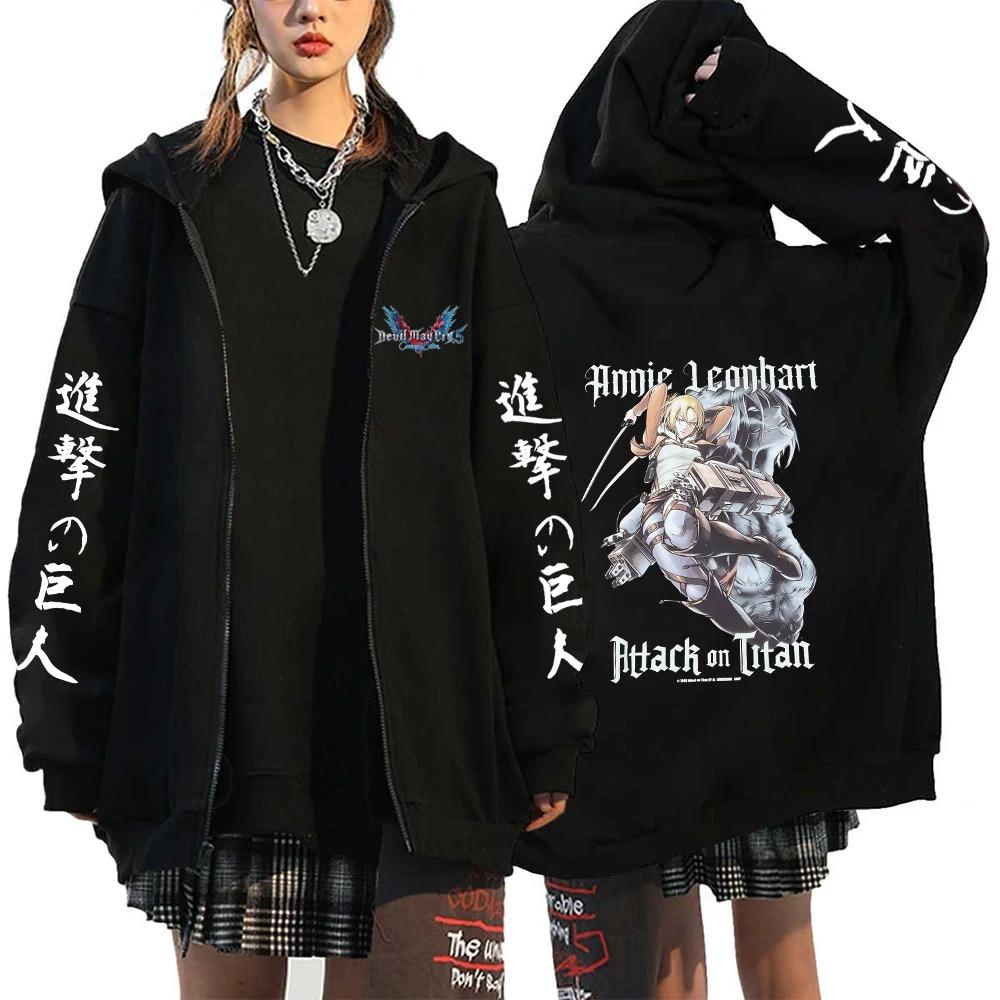 2025 Women's Sportswear Paired with Anime Hooded Warm Zipper Sweater Printed Original Design