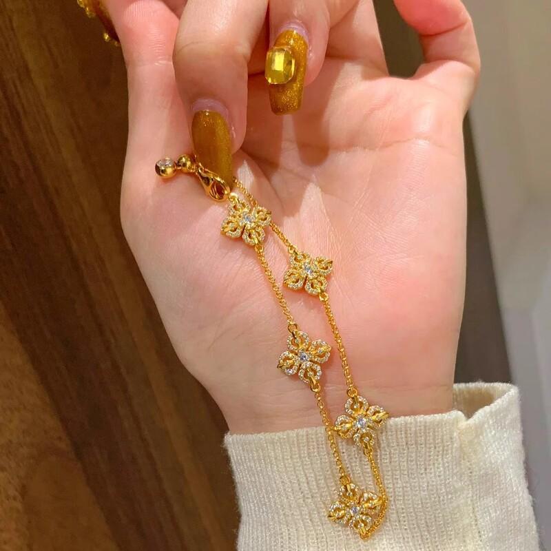Gold Plated Geometric Cross Vajra Zircon Chain Bracelet Women Lightweight Luxury Style 2025 Gold - Cross Vajra Chain Bracelet