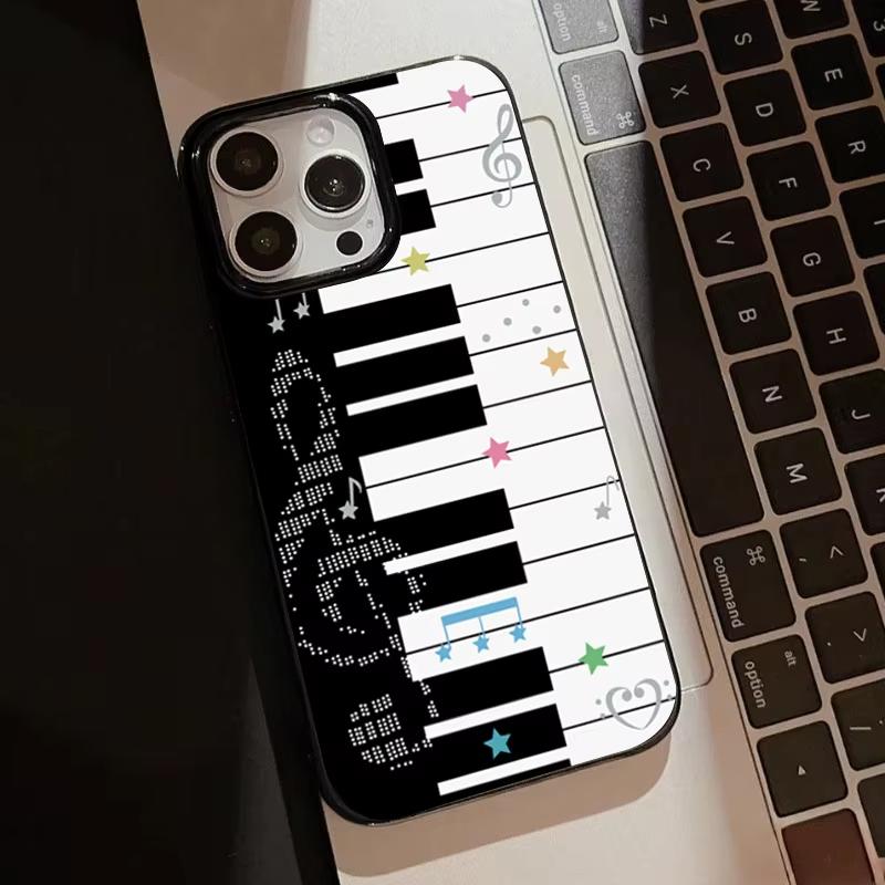 Korean INS Art Piano Key Notes Creative Cute Phone Case For iPhone 17 16 15 14 13 12 11 Pro Max 17Air 16E X XR XS 7 8 Plus Cover