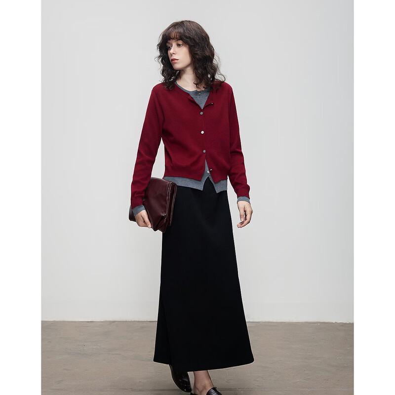 Dmana Silk-Wool Blend Elastic Waist Midi Skirt