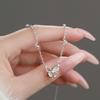 S999 Pure Silver Small Fresh Hollow Butterfly Necklace Sweet Literary Hundred Pagoda Temperament Sweet Collarbone Chain