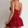 Transparent Sexy Lingerie Women Underwear Deep V See Through Sleepwear Lace Nightdress Thongs Pijamas Sets Female Bodycon Nighty