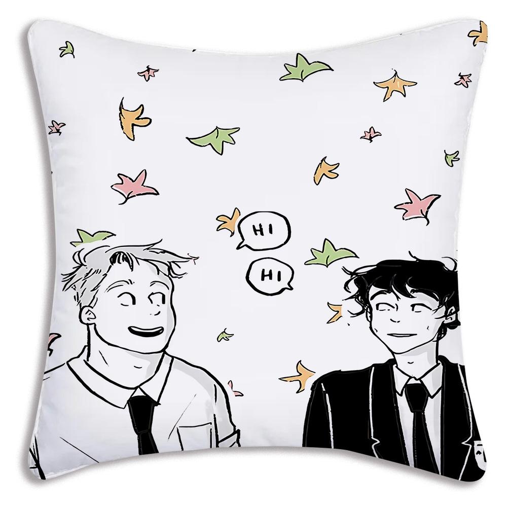Cute anime For Heartstoppers Pillow Covers Cartoon Sofa Decorative Home Double-sided Printing Short Plush Cute Cushion Cover