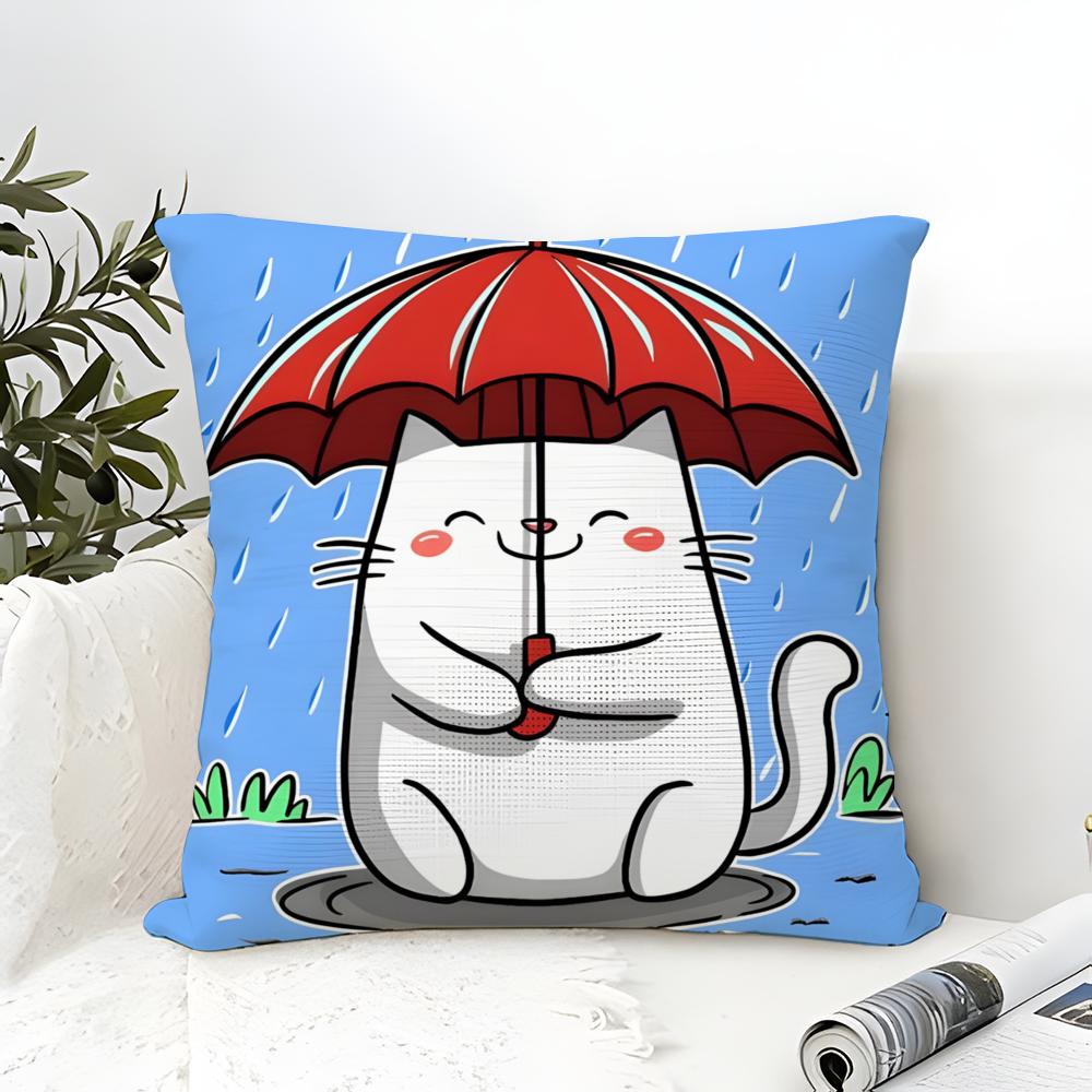 Funny And Surprising Cat Patterns Pillow Case Cotton Linen Fabric Square Zipper Pillowcase Home Decorative Living Room