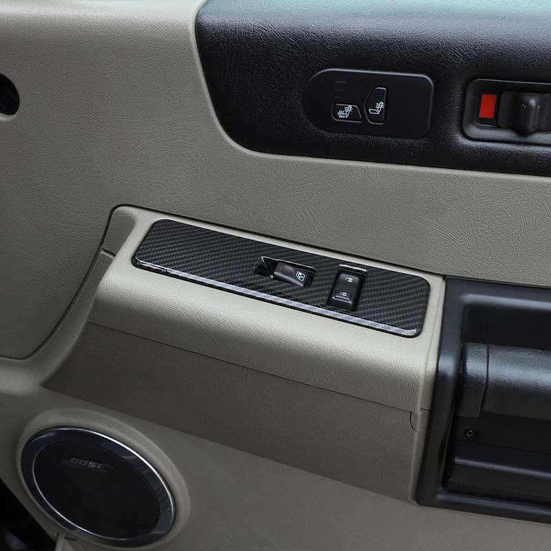 Car Glass Lift Button Decorative Frame Sticker ABS Carbon Fiber Silver For Hummer H2 2003-2007 Car Interior Accessories