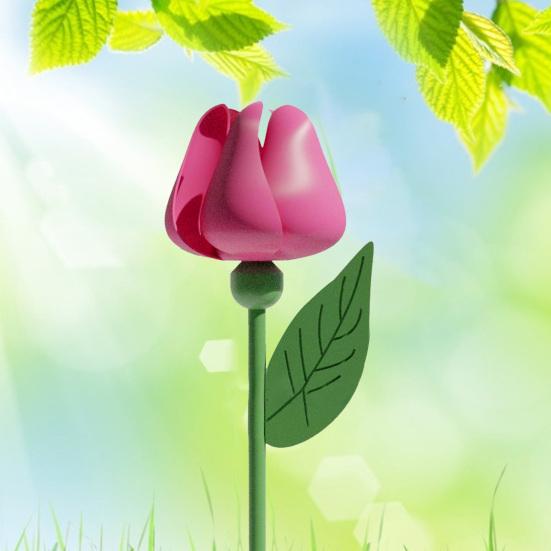 Tulip Wind Spinner Garden Decor Windmill Flower Outdoor Pinwheel Tulip with Spike for Yard Garden Flower Beds