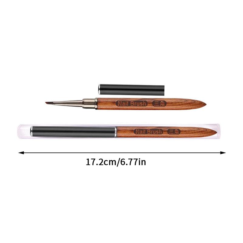 Wood Handle Triangular Petal Nail Brush Acrylic Nail Art Liner Brush Grid Stripes Flower Painting Drawing Pen Diy Manicure Tool